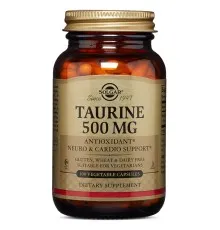 Амінокислота Solgar Таурин, Taurine, 500 мг, 100 вегетаріанських капсул (SOL02701)