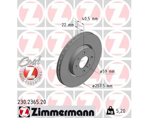 Тормозной диск ZIMMERMANN 230.2365.20