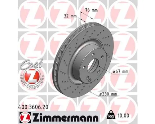 Гальмівний диск ZIMMERMANN 400.3606.20