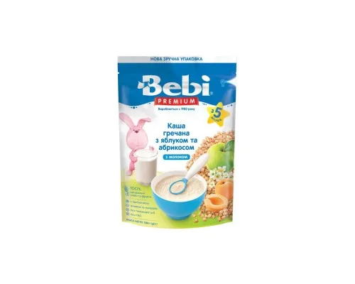 Детская каша Bebi Premium молочная гречневая с яблоком и абрикосом +5 мес. 200 (8606019654290)