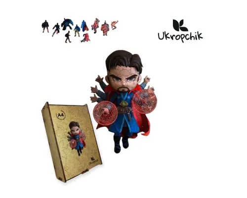 Пазл Ukropchik деревянный Супергерой Стрендж size - M в коробке с набором-рамкой (Doctor Strange Superhero A4)