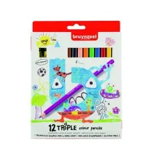 Олівці кольорові Bruynzeel Triple 12 кольорів + стругачка для олівців (8712079421038)