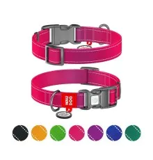 Нашийник для тварин WAUDOG Nylon Mono з QR паспортом, пластиковий фастекс XL рожевий (52167)