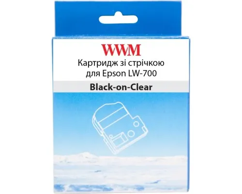 Лента для принтера этикеток WWM для Epson LW-700 24mm х 8m Black-on-Clear (WWM-ST24K)