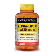 Аминокислота Mason Natural Альфа-липоевая кислота 200 мг, Alpha Lipoic Acid, 60 капсул (MAV16245)
