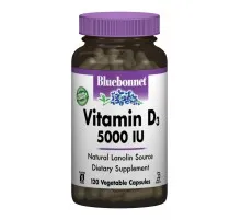 Вітамін Bluebonnet Nutrition Вітамін D3 5000IU, 120 вегетаріанських капсул (BLB-00369)