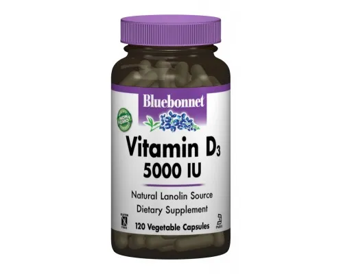 Вітамін Bluebonnet Nutrition Вітамін D3 5000IU, 120 вегетаріанських капсул (BLB-00369)