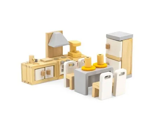 Ігровий набір Viga Toys Деревяні меблі для ляльок PolarB Кухня і їдальня (44038)