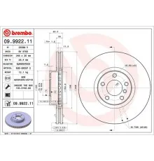 Тормозной диск Brembo 09.9922.11