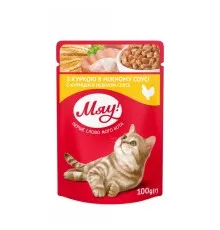 Вологий корм для кішок Мяу! в ніжному соусі зі смаком курки 100 г (4820083901812)