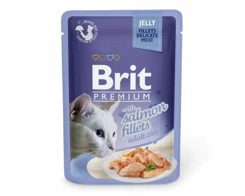 Вологий корм для кішок Brit Premium Cat 85 г (філе лосося в желе) (8595602518487)