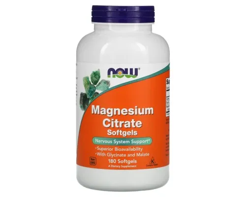 Мінерали Now Foods Магній Цитрат, Magnesium Citrate, 180 капсул (NOW-01298)