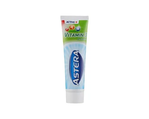 Зубна паста Astera Active+ Vitamin 3 Fresh Mint з вітамінами 100 мл (3800013510988)