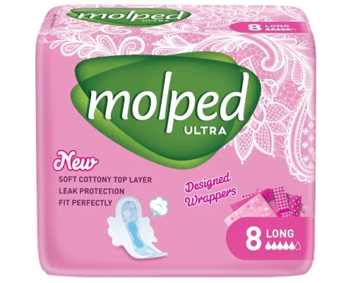 Гигиенические прокладки Molped Ultra Long 5 капель 8 шт. (8690536837601)