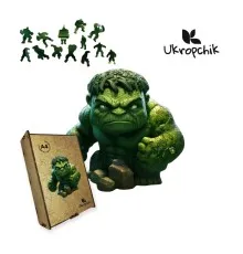 Пазл Ukropchik дерев'яний Супергерой Халк size - L в коробці з набором-рамкою (Hulk Superhero A3)