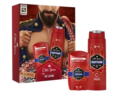 Набір косметики Old Spice Dark Captain Гель для душу 3-в-1 250 мл + Твердий дезодорант 50 мл (8700216131735)