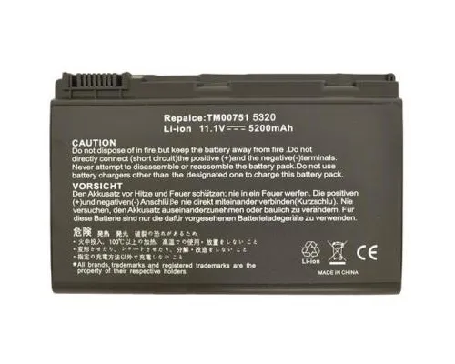 Акумулятор до ноутбука AlSoft Acer TM00741 5200mAh 6cell 11.1V Li-ion (A41015)