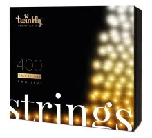 Гирлянда Twinkly Smart LED Strings AWW 400, BT + WiFi, Gen II, IP44, кабель ч (TWS400GOP-BEU)