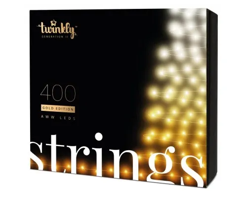 Гирлянда Twinkly Smart LED Strings AWW 400, BT + WiFi, Gen II, IP44, кабель ч (TWS400GOP-BEU)