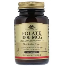 Вітамін Solgar Фолієва кислота, Folate, фолат 1000 мкг, 120 таблеток (SOL-53596)