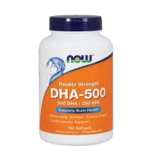 Жирные кислоты Now Foods DHA (докозагексаеновая кислота) 500 мг, 180 желатиновых кап (NOW-01613)