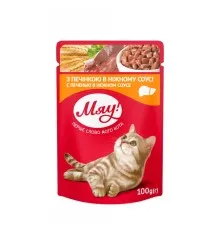 Влажный корм для кошек Мяу! в нежном соусе со вкусом печени 100 г (4820083901584)
