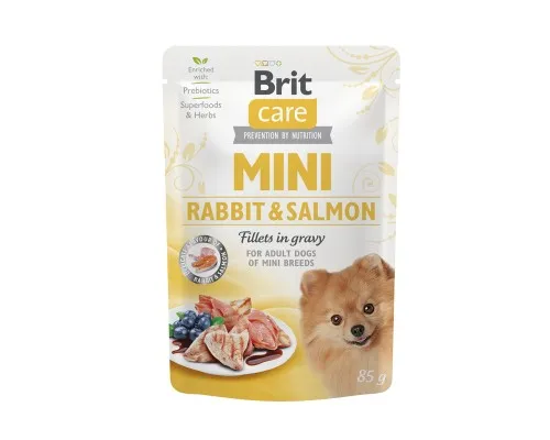 Вологий корм для собак Brit Care Mini pouch 85 г (філе кролика та лосося в соусі) (8595602534432)