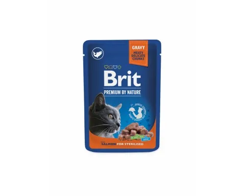 Вологий корм для кішок Brit Premium Cat для стерилізованих 85 г (філе лосося в соусі) (8595602518562)