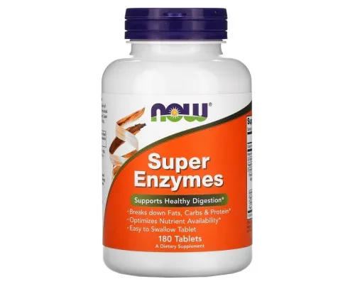 Пробіотики Now Foods Супер Ензими, Super Enzymes, 180 таблеток (NOW-02962)