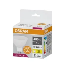 Лампочка Osram LED VALUE, MR16, 6W, 3000K, GU5.3 (4058075689206)