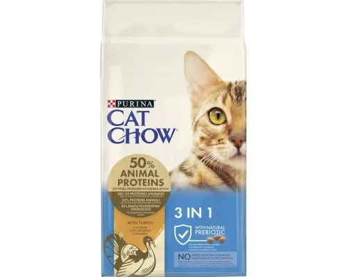 Сухий корм для кішок Purina Cat Chow Feline 3 в 1 з індичкою 15 кг (7613034153746)