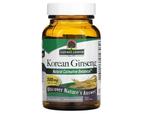 Травы Nature's Answer Корейский женьшень, 500 мг, Korean Ginseng, 50 вегетарианских ка (NTA-16234)