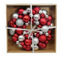 Рождественский венок Jumi с елочных пластиковых шариков 34 см Красно-серебристый (5900410379183)