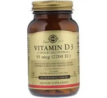 Витамин Solgar Вітамін D3, Vitamin D3, 55 mcg (2200 IU), 100 вегетаріанськ (SOL-03317)