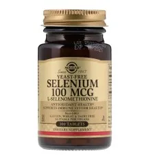 Минералы Solgar Селен без Дріжджів L-Селенометіанін, 100 мкг, 100 таблеток (SOL-02551)