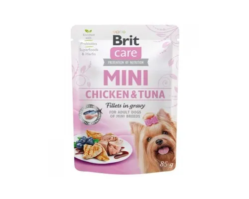 Вологий корм для собак Brit Care Mini pouch 85 г (філе курки та тунця в соусі) (8595602534425)