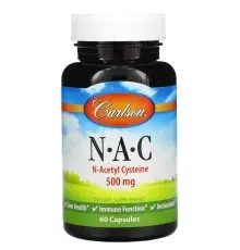 Амінокислота Carlson NAC (N-Ацетил-L-Цистеїн), 500 мг, 60 капсул (CAR-06770)