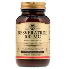 Антиоксидант Solgar Ресвератрол, Resveratrol, 100 мг, 60 вегетарианских капсул (SOL-02335)
