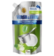 Средство для ручного мытья посуды Wash&Free зеленое яблоко и экстракт эдельвейса дой-пак 500 г (4260637724656)