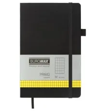 Книга записна Buromax Primo 125x195 мм 96 аркушів в клітинку обкладинка зі штучної шкіри Чорна (BM.291161-01)