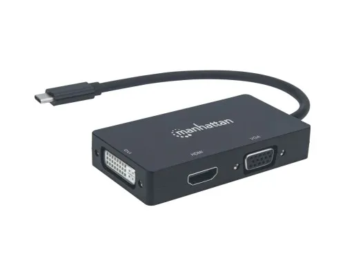 Концентратор Intracom USB3.1 Type-C to HDMI/DVI-I/VGA Black Manhattan (152983)