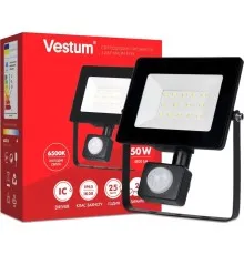 Прожектор Vestum LED з датчиком руху 50W 4 300Лм 6500K 175-250V IP65 (1-VS-3012)