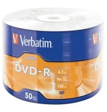 Диск DVD Verbatim 4.7Gb 16X Wrap-box 50pk Extra MATT SILVER (43791)