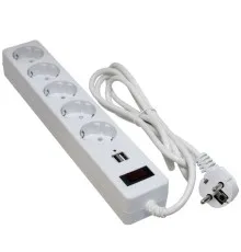 Сетевой фильтр питания Patron 1.8m + 2 USB 2.0, 2.1A, 5 роз. White (EXT-PN-SP-52-USB-W)