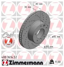 Тормозной диск ZIMMERMANN 400.3614.52