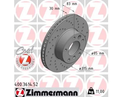 Тормозной диск ZIMMERMANN 400.3614.52