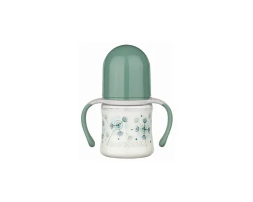 Пляшечка для годування Baby-Nova Декор, з широким горлечком та ручками, 150 мл, зелений (3966384)