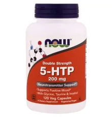 Аминокислота Now Foods 5-HTP (Гидрокситриптофан), Двойная Сила, 200 мг, 120 вегета (NOW-00111)