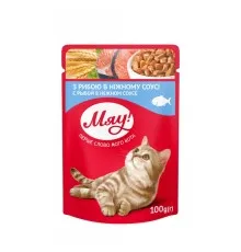 Вологий корм для кішок Мяу! в ніжному соусі зі смаком риби 100 г (4820083901829)