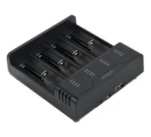 Зарядное устройство для аккумуляторов EnerGenie input:TYPE-C/Micro-USB, AAA/AA/...14650/18650, power bank function (BC-USB-02)